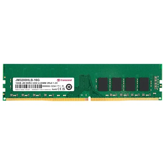 Transcend 16GB JM DDR4 3200Mhz U-DIMM 1Rx8 2Gx8 CL22 1.2V Desktop Ram
