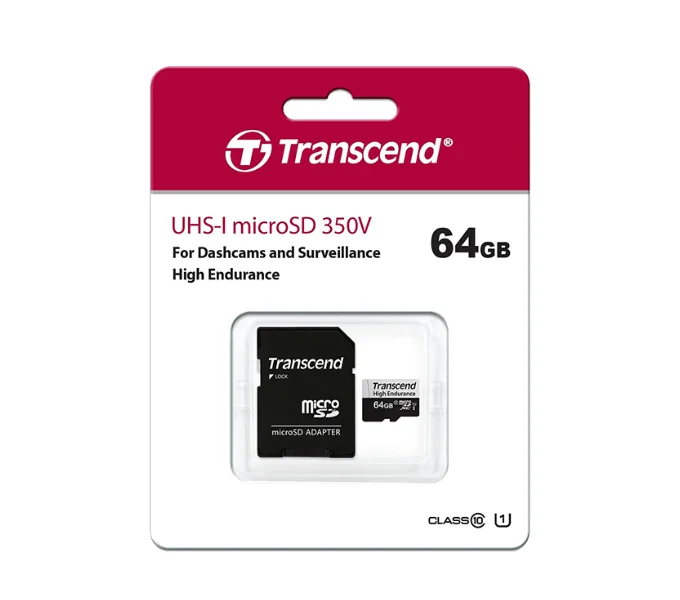 Flash card micro SD 64GB microSD w/ adapter U1, High Endurance-TS64GUSD350V-Transcend
