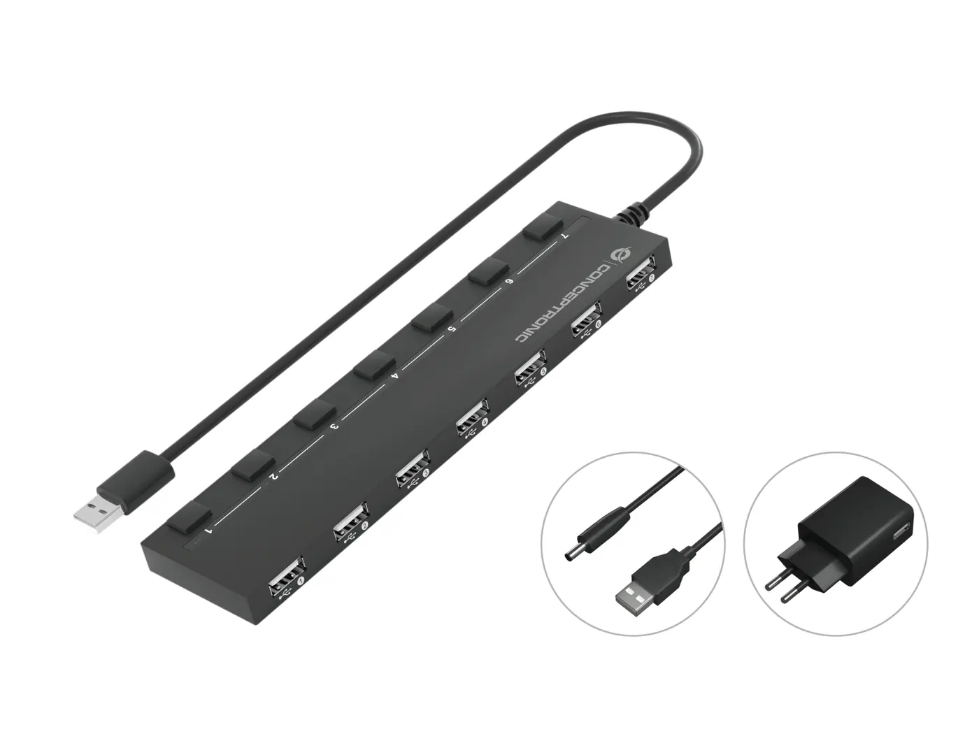 7-PORT USB 2.0 HUB WITH POWER ADAPT