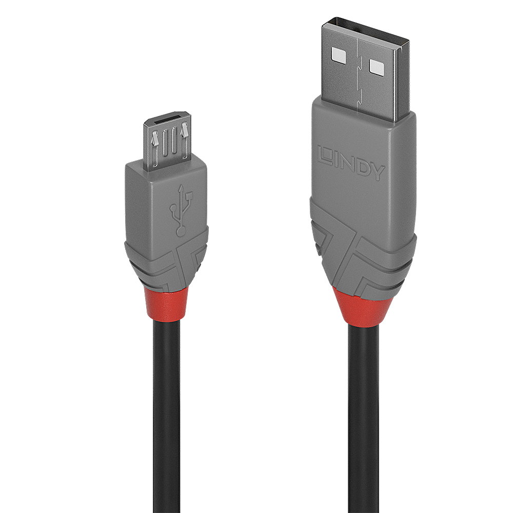 5M USB 2.0 KABEL A / MICROB, ANTHRA