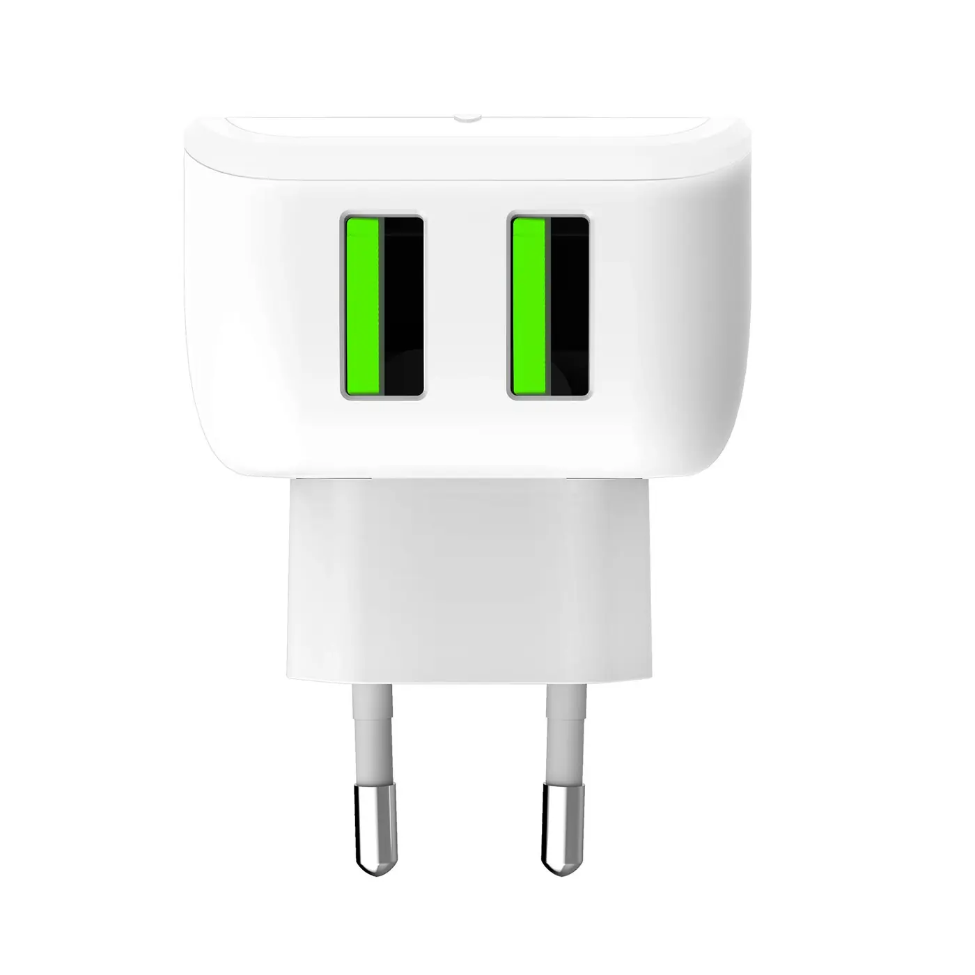 2USB-A WALL CHARGER 12W W/LIGHT WH