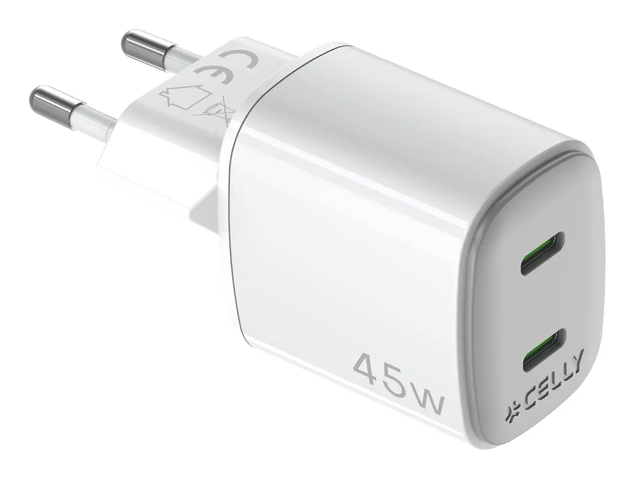 2USB-C WALL CHARGER GAN 45W WHITE