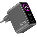 2USBC/USBA WALL CHARGER 45W DISPLAY