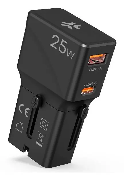 USB-A/USB-C MULTIPLUG SLIM 25W BK