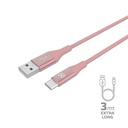 15W USB-A TO USB-C CABLE 3M PINK