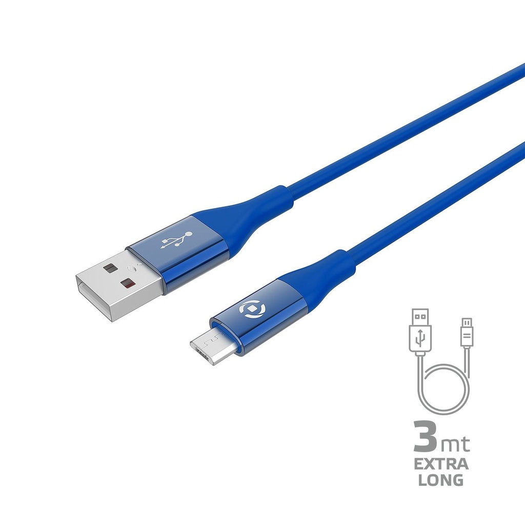12W USB-A TO MICROUSB CABLE 3M BLUE