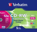 CD-RW 700MB 12X COLOR SLIM CASE 5PZ