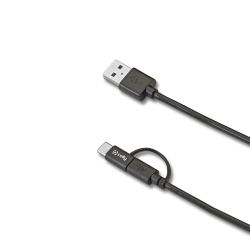 15W USB-A TO MICROUSB+USBC CABLE 1M