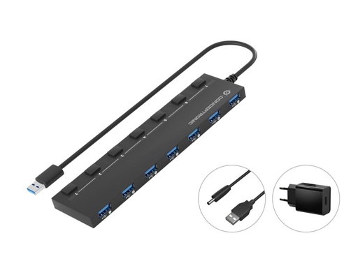 [HUBBIES19BP] 7-PORT USB 3.0 HUB WITH POWER ADAPT