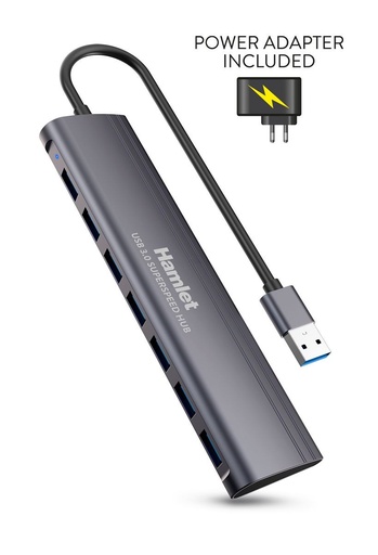 [XHUB-07A3P] HUB USB3.0 SLIM 7 PORTE 5.0GBPS ALI
