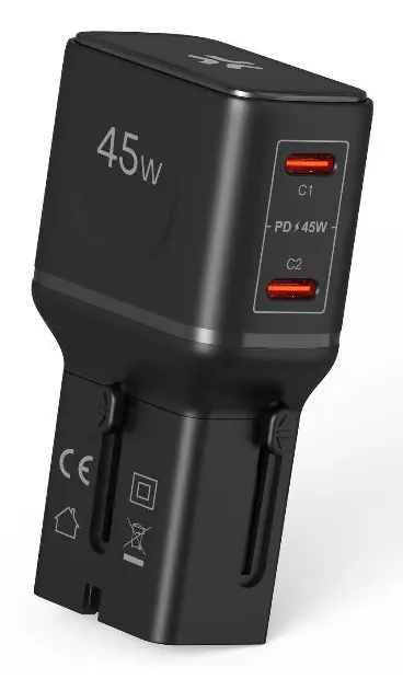 [MULTIPLUGSL45W] 2USB-C MULTIPLUG SLIM 45W BLACK