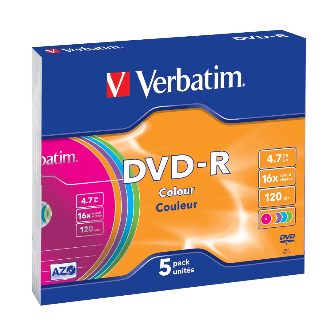 [43557/5] DVD-R 4.7GB 16X COLOR SLIM 5.PZ   S