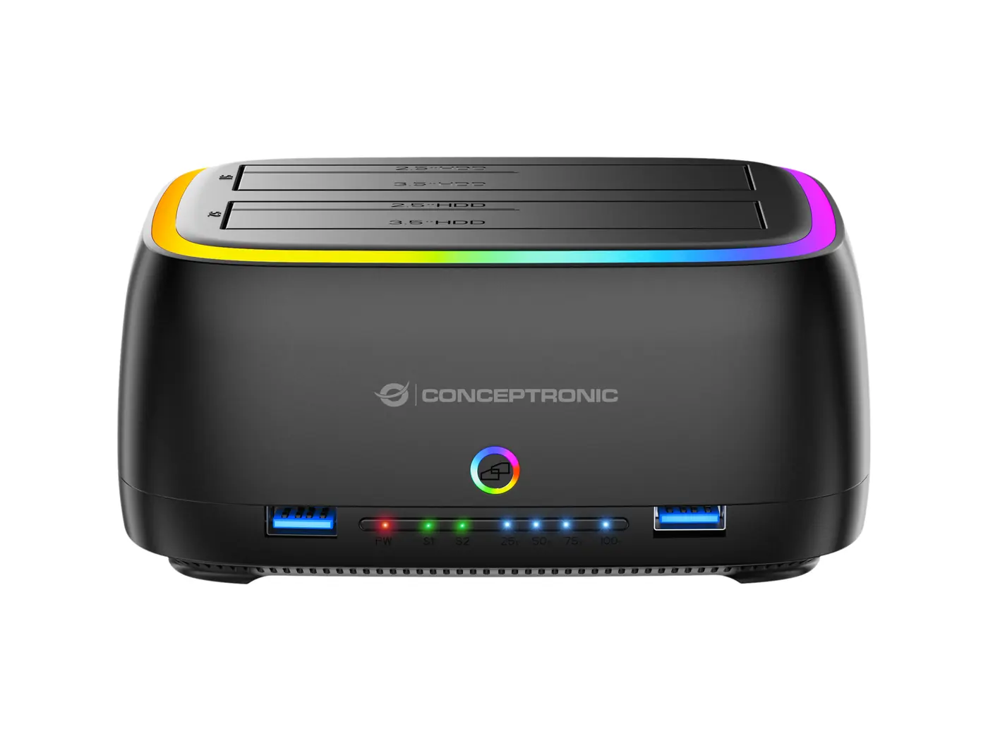 [DONN36B] DUAL-BAY RGB HARD DRIVE DOCKING
