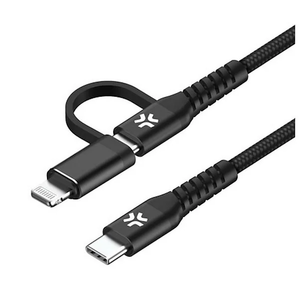 [USBC2IN1BK] 60W USBC-USBC/LIGHTNING CABLE 1M