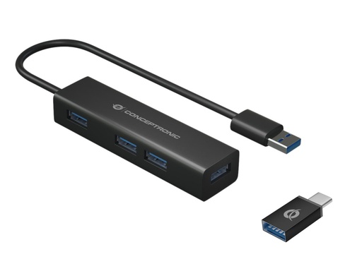 [HUBBIES06B] 4-PORTS USB 3.0 HUB WITH USB-C ADAP